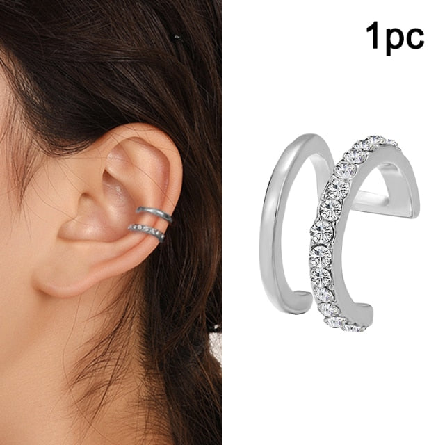 Gold Leaves Ear Cuff Black Non-Piercing Ear Clips Fake Cartilage Earrings Clip Earrings For Women.