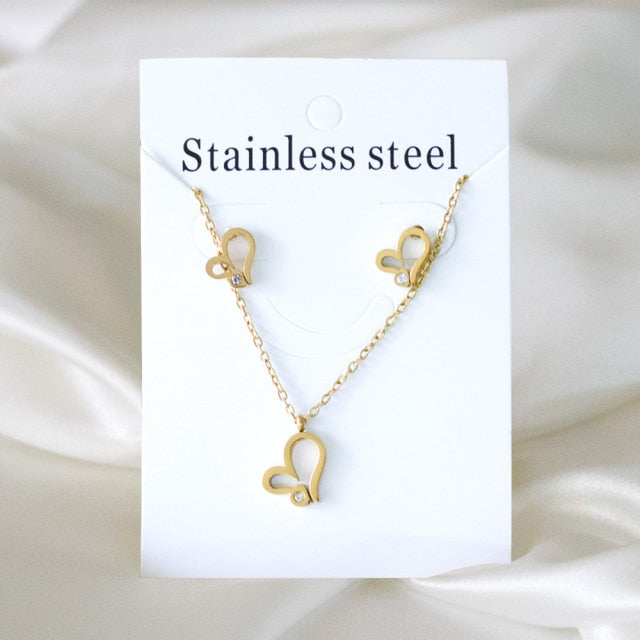 Minimalist Classic Pendant Design Stainless Steel Jewelry Set