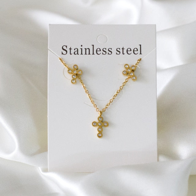 Minimalist Classic Pendant Design Stainless Steel Jewelry Set