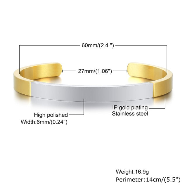 Unisex Casual 3mm to 16mm Flat Bangle Bracelet