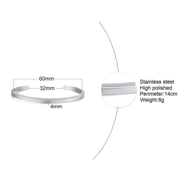 Unisex Casual 3mm to 16mm Flat Bangle Bracelet