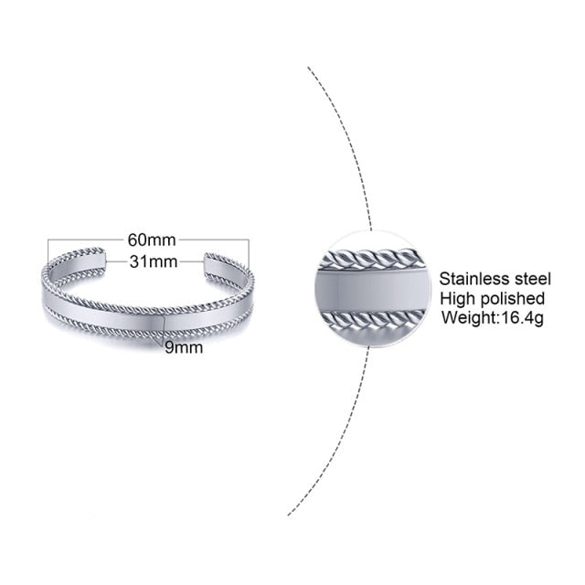 Unisex Casual 3mm to 16mm Flat Bangle Bracelet