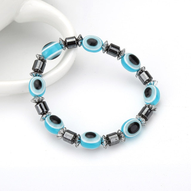 Cat Eye Beaded Hematite Bracelet for Women