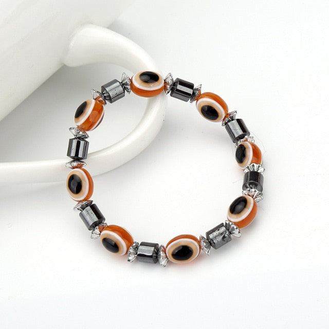 Cat Eye Beaded Hematite Bracelet for Women