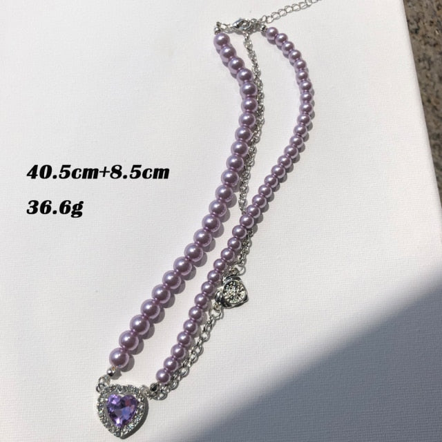 Vintage Sweet Choker Weave Pearl Rhinestone Necklace for Women