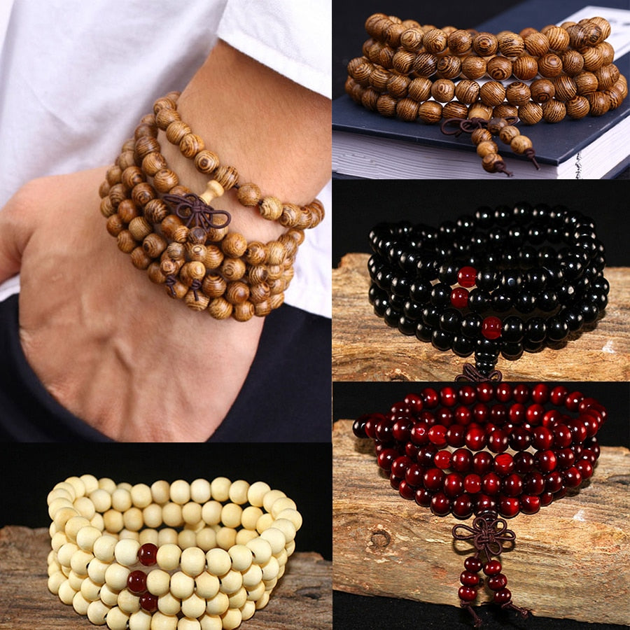 9 Styles 6mm Natural Wooden Bead Knot Bracelet