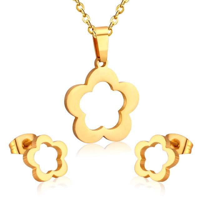 Minimalist Classic Pendant Design Stainless Steel Jewelry Set