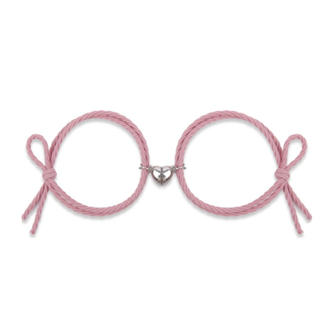 2Pcs Magnetic Stainless-steel Heart Pendant Bracelet