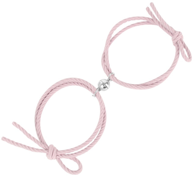 2Pcs Magnetic Stainless-steel Heart Pendant Bracelet
