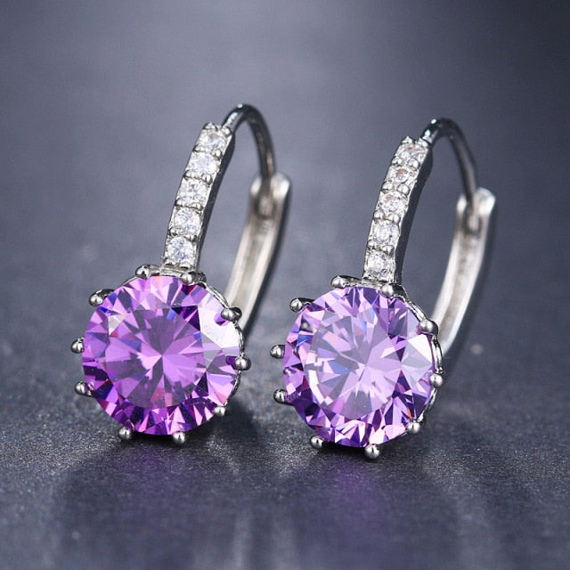Copper Alloy Cubic Zirconia Multicolour Hoop Earrings for Women