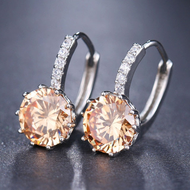 Copper Alloy Cubic Zirconia Multicolour Hoop Earrings for Women