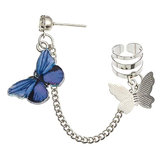 1 Piece Stainless Steel Painless Butterfly Ear Clip Earrings for Men/Women Punk Black Non Piercing Fake Earrings Jewelry.