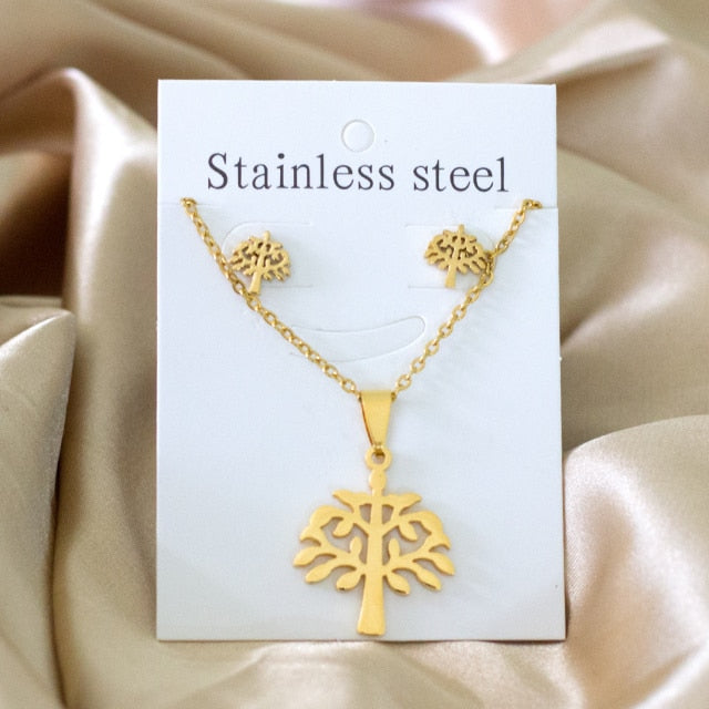 Minimalist Classic Pendant Design Stainless Steel Jewelry Set