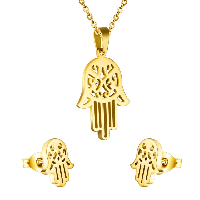 Minimalist Classic Pendant Design Stainless Steel Jewelry Set