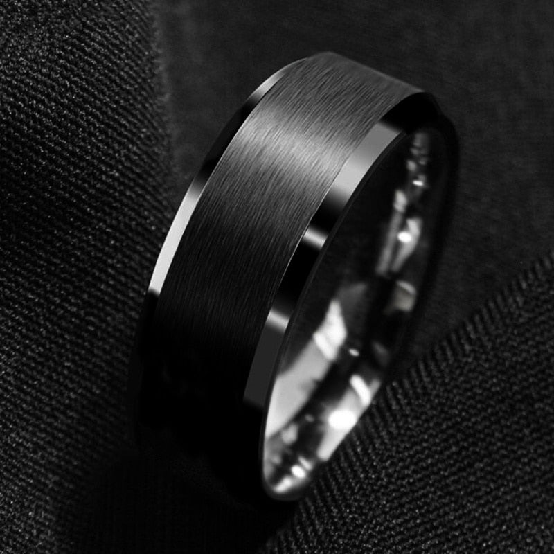8mm Fashion Black Stainless Steel Accessory Ring for Men