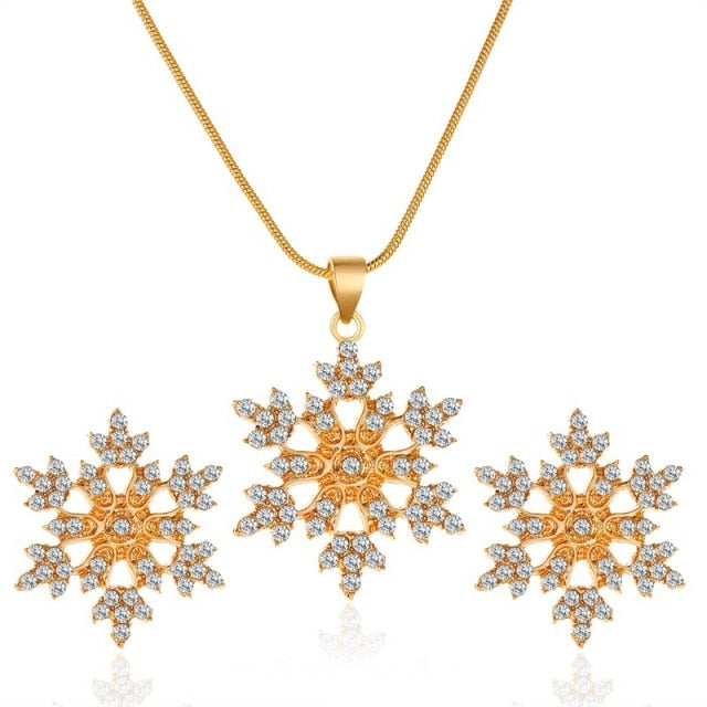 3 Pcs/set Snowflake Necklace Earrings Christmas Luxury Jewelry Set Accessories Christmas Valentine&#39;s Party Gifts 2021 New