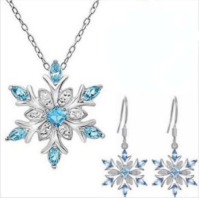 3 Pcs/set Snowflake Necklace Earrings Christmas Luxury Jewelry Set Accessories Christmas Valentine's Party Gifts 2021 New
