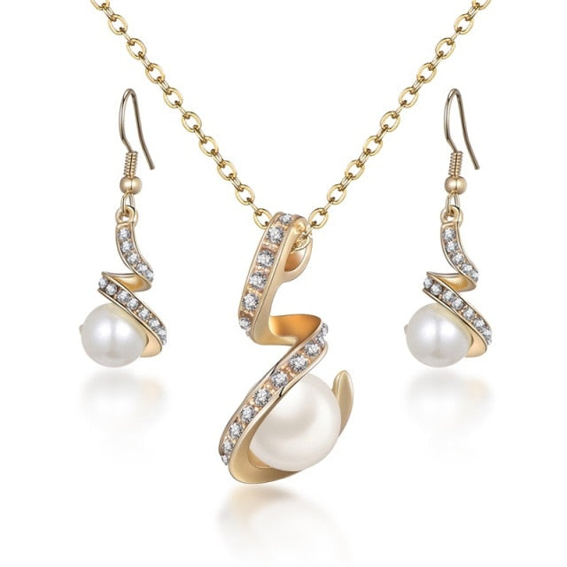 Minimalist Opal Golden Plated Zirconia Studded Jewelry Set for Women
