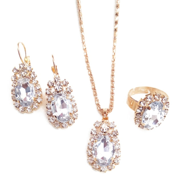 Water Drop Rhinestone Multi-style Jewelry Set