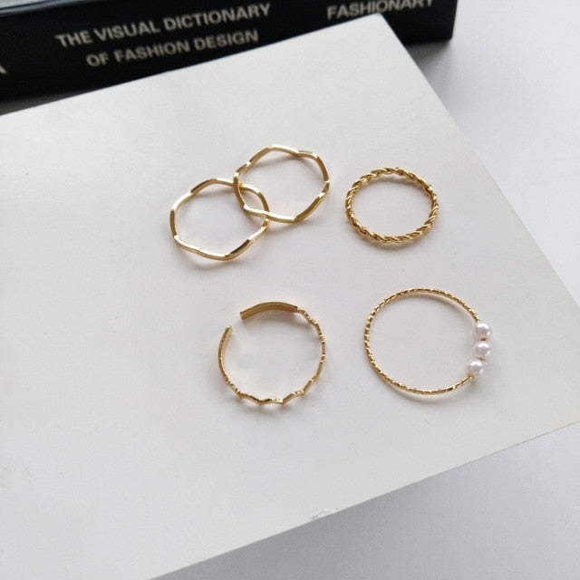 Punk Hollow Geometric Fashion Ring Set for Women