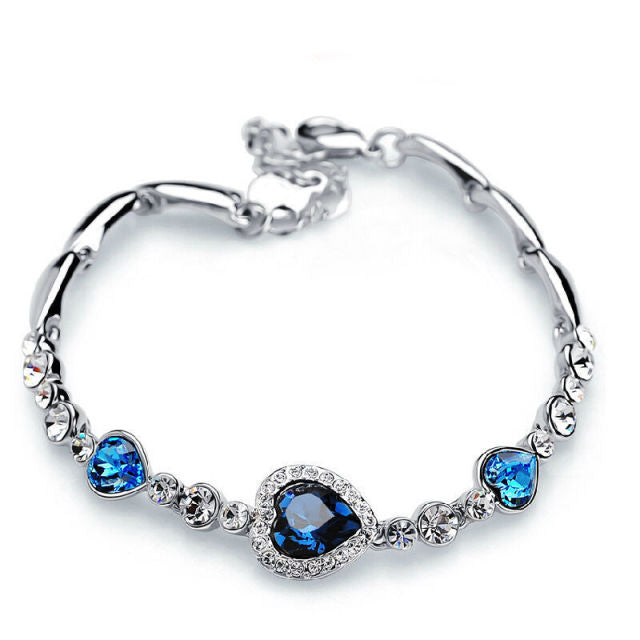 Titanic Ocean Blue Heart Crystal Zircon Jewelry Set