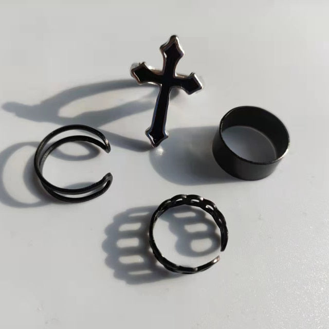 6Pcs/Set Punk Finger Minimalist Smooth Geometric Ring Set