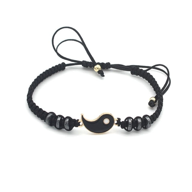 Couple Bracelets Alloy Pendant Adjustable Braid Chain Bracelet Necklace Matching Lover Bracelets Necklaces