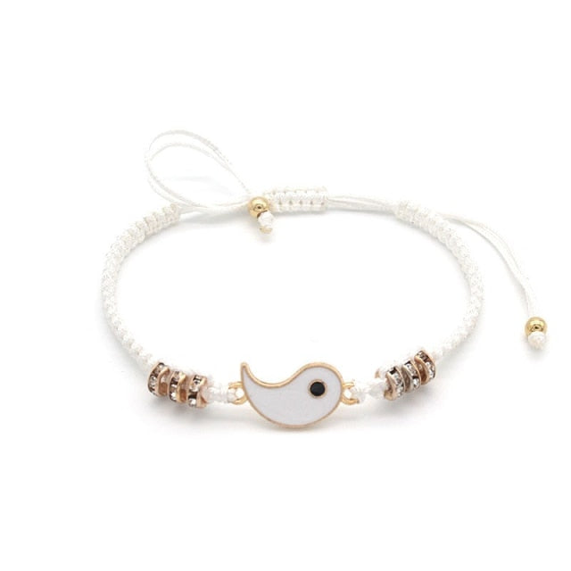 Couple Bracelets Alloy Pendant Adjustable Braid Chain Bracelet Necklace Matching Lover Bracelets Necklaces