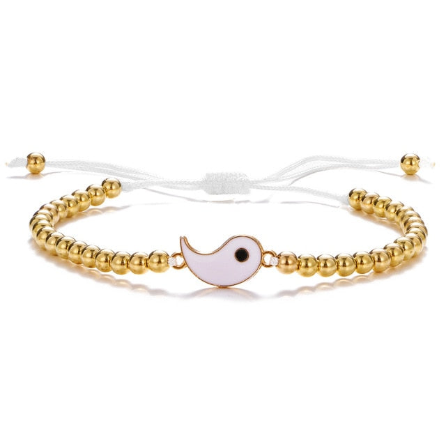 Couple Bracelets Alloy Pendant Adjustable Braid Chain Bracelet Necklace Matching Lover Bracelets Necklaces