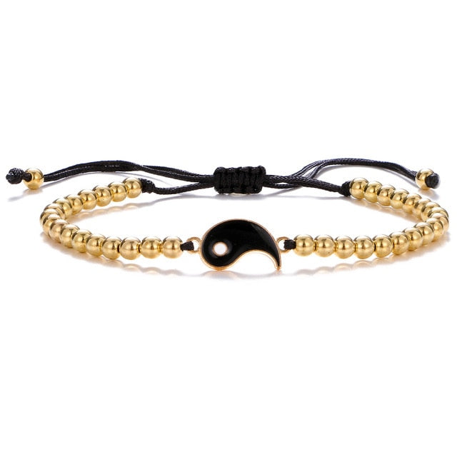 Couple Bracelets Alloy Pendant Adjustable Braid Chain Bracelet Necklace Matching Lover Bracelets Necklaces