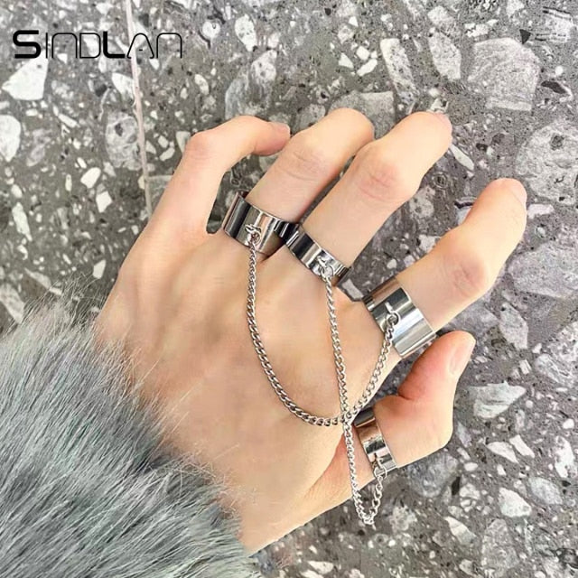Punk Geometric Silver Chain Wrist Bracelet