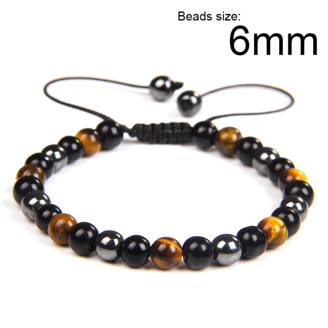 Natural Obsidian Stone Bracelet. Tiger Eye Beaded Bracelets. Slimming Bracelet Healthy Weight Loss Jewelry Women Men.