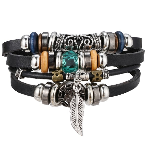 Vintage Black Bead Hollow Fashion Multilayer Bracelet
