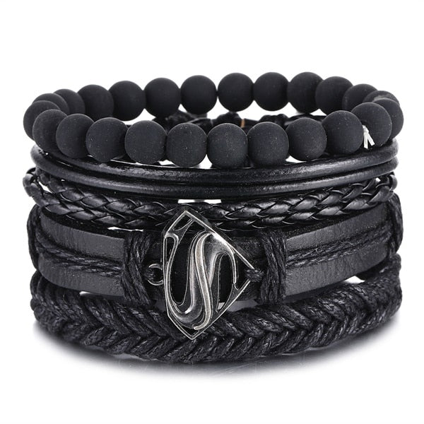 Vintage Black Bead Hollow Fashion Multilayer Bracelet