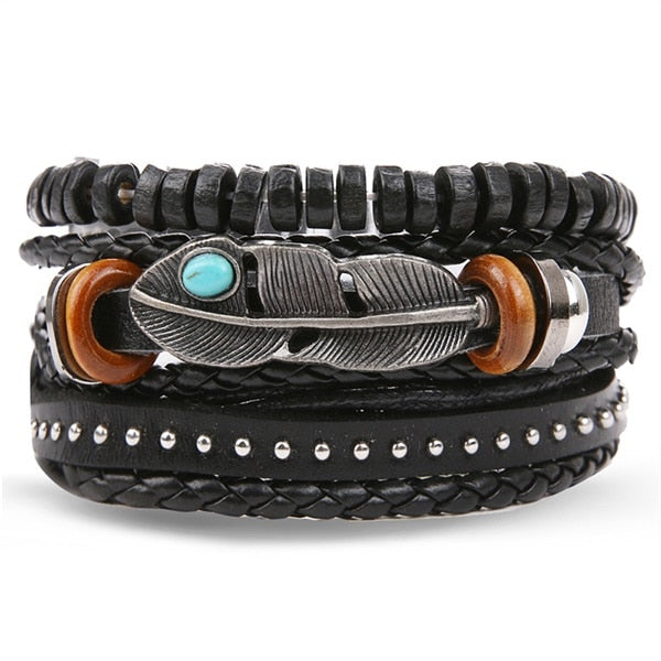 Vintage Black Bead Hollow Fashion Multilayer Bracelet