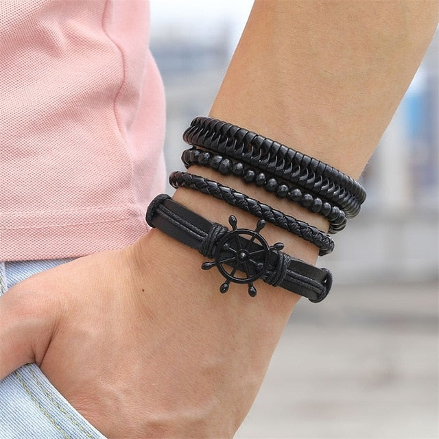 Vintage Black Bead Hollow Fashion Multilayer Bracelet